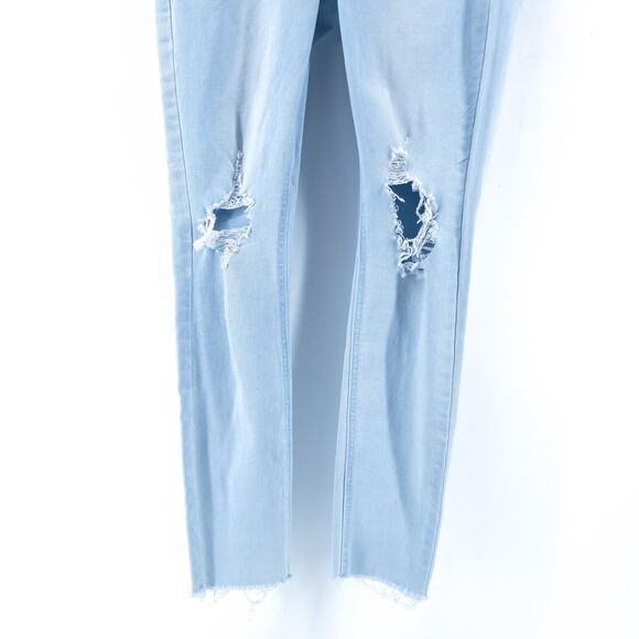 Old Navy Normcore Distressed Rockstar HR Light Wash 360 Stretch Raw Hem Skinny 4 - Picture 4 of 13